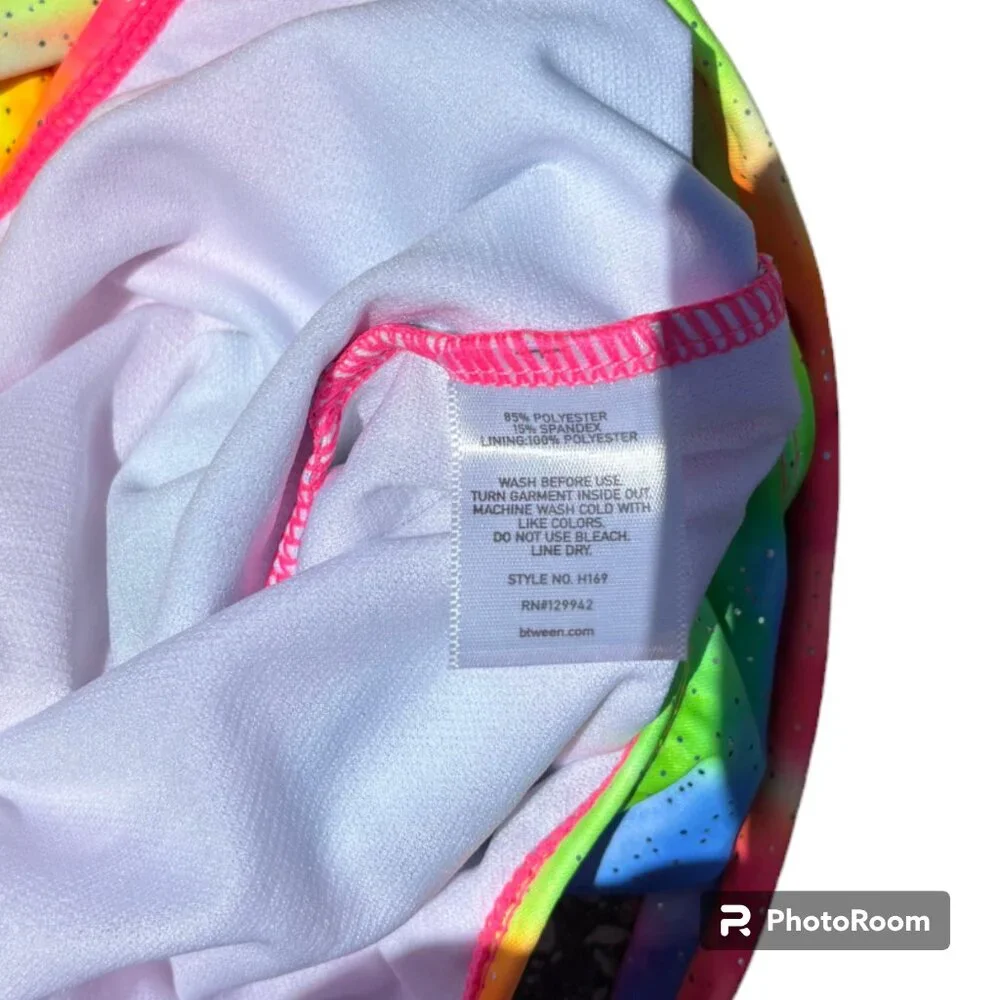 bmagical by btween‎ Girl's Rainbow Tie Dye Sparkle 1 piece Swimsuit sz 12 NWOT